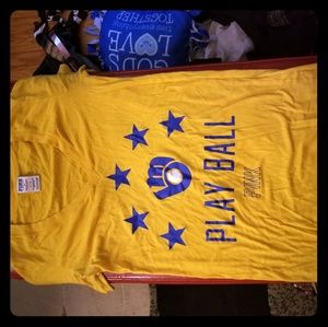 Pink Victoria secret yellow Vneck Brewers shirt